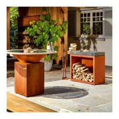 Billot Corten Et Céramique 90 Cm - Ofyr -Esprit Barbecue billot corten 90cm ceramique gris fonce 7112139903077 2