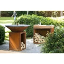 Billot Corten Et Bois De Teck 90 Cm - Ofyr 8 Billot Corten Et Bois De Teck 90 Cm - Ofyr -Esprit Barbecue ofyr billot range bois 90 cm 7430440799784 2