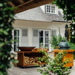 Brasero Plancha Island Corten PRO 100 Bois De Teck + Housse - Ofyr -Esprit Barbecue ofyr island pro 100 teck 2020000022121 4