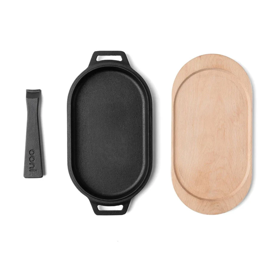 Poêle Ovale Fonte + Manche Amovible + Base En Bois - Ooni 6 Poêle Ovale Fonte + Manche Amovible + Base En Bois - Ooni – Image 4