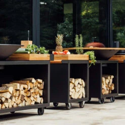 Table Mise En Place Noire Pro 65 Bois De Teck - Ofyr -Esprit Barbecue table noire pro 65 teck 2020000022084 3